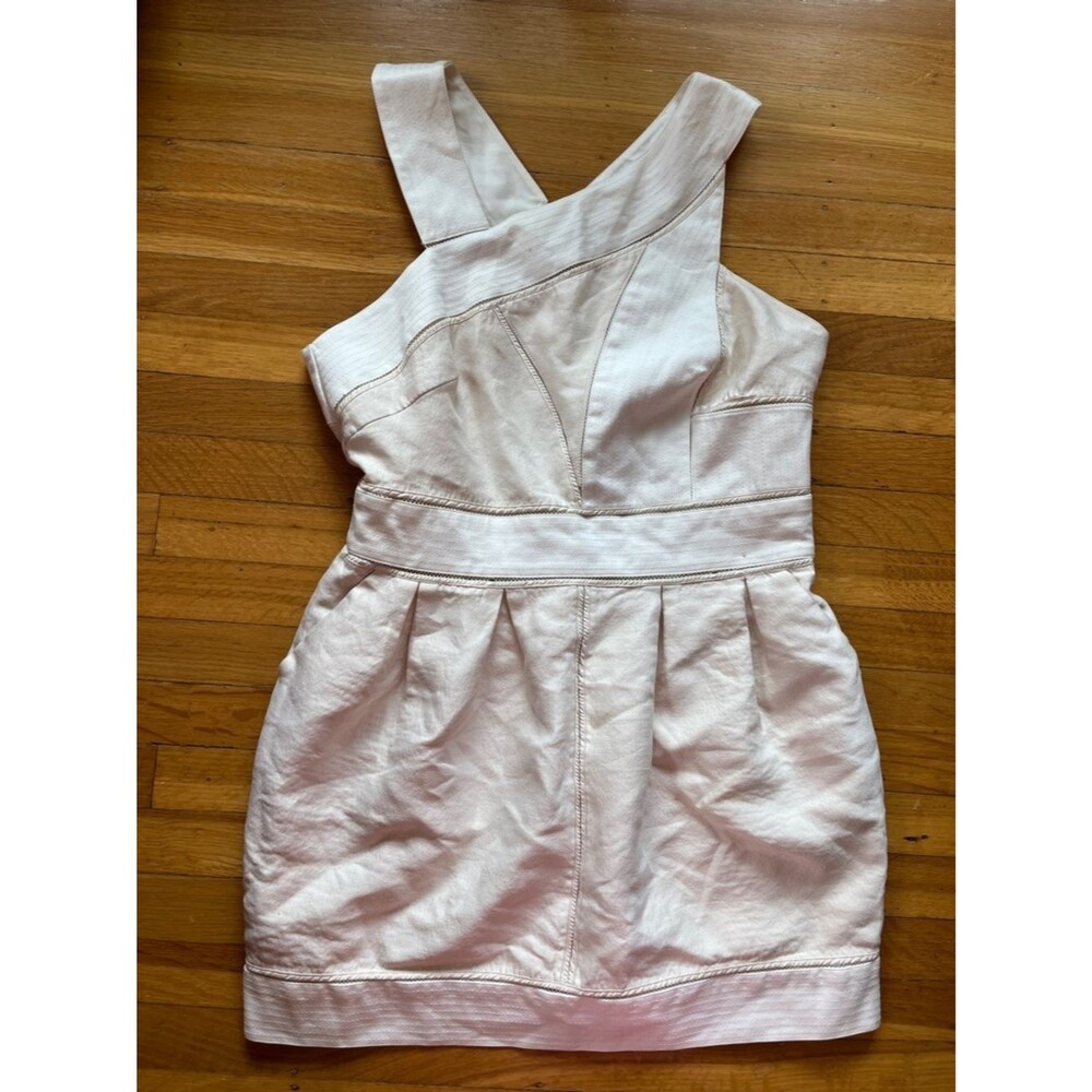 REISS asymmetrical sleeveless minidress cut-out peephole white 10 minimalist